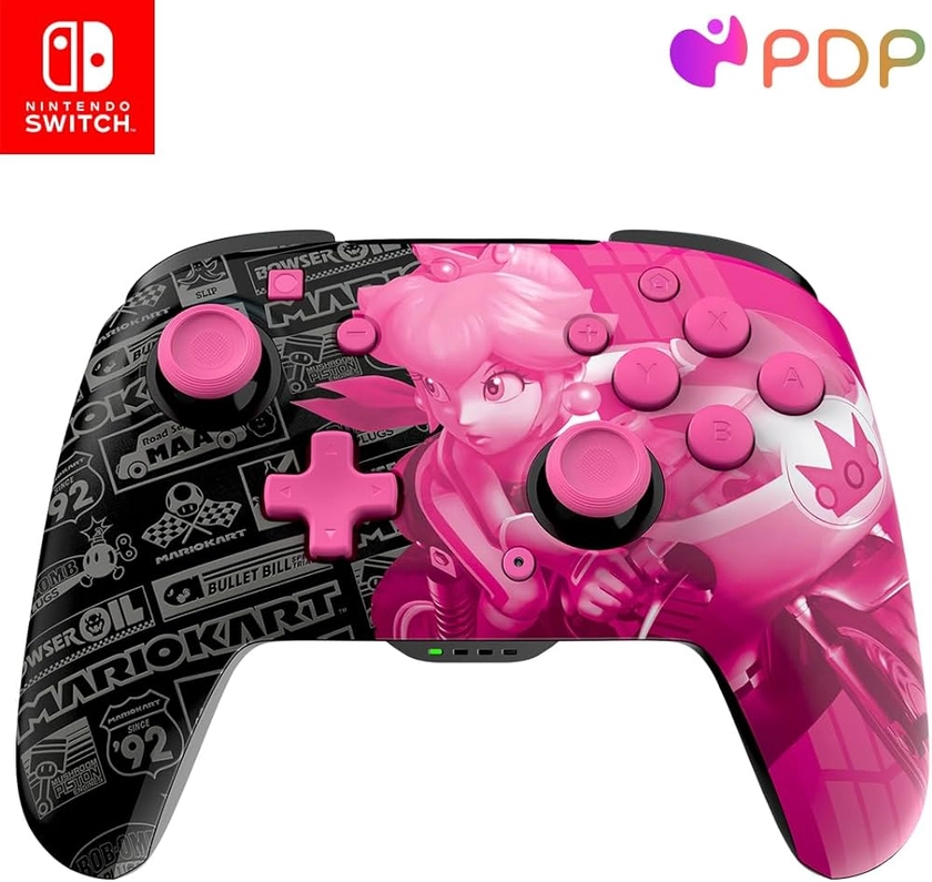 PDP Rematch GLOW Wireless Controller Grand Prix Peach Nintendo Switch