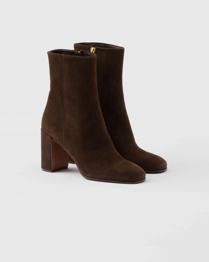 Cognac Leather Booties | PRADA