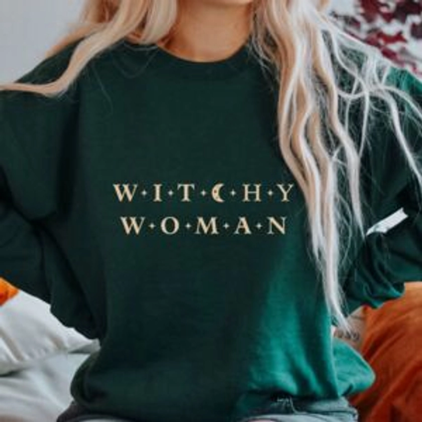 Witchy Woman Autumn Celestial Halloween Jumper