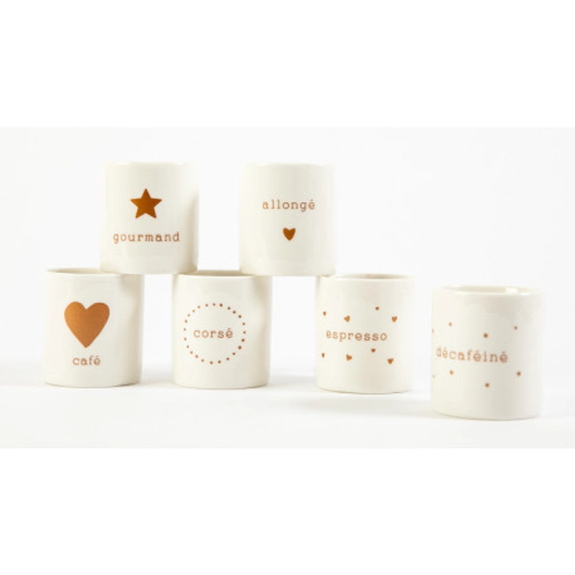 Lot de 6 petits mugs pour le café idéal pour espresso