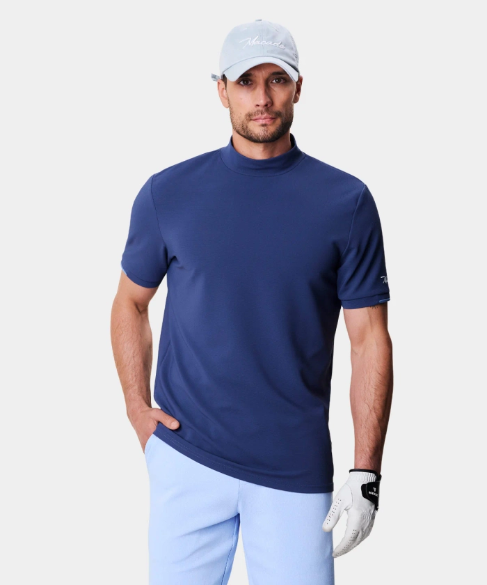 Men's Heath Spruce Blue Mock Tee - Macade Golf