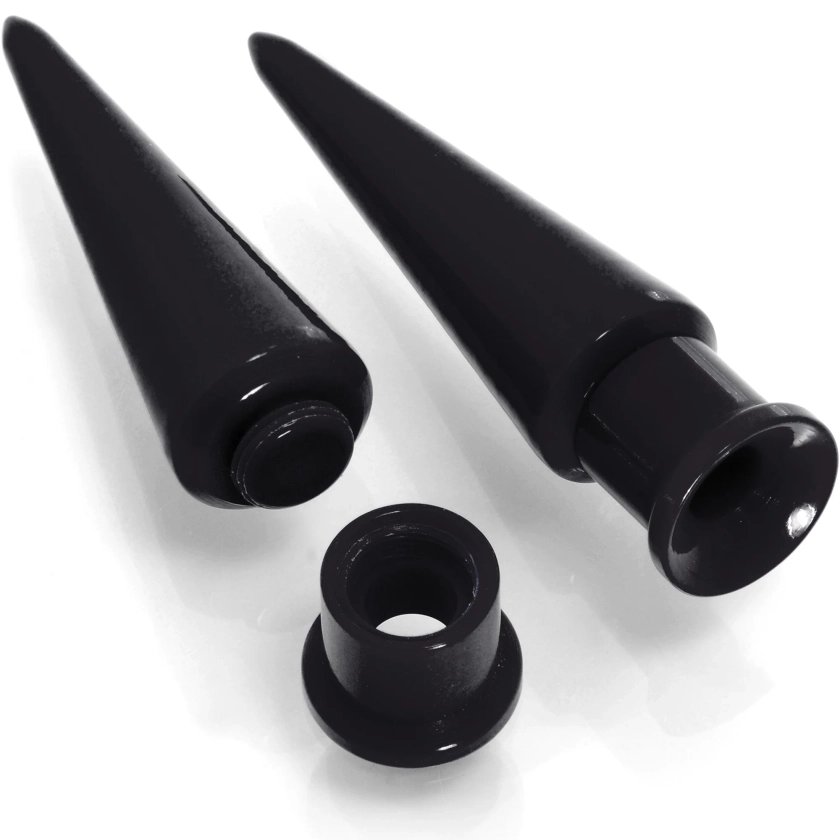 Black 2 in 1 Interchangeable Screw Fit Plug and Taper Set