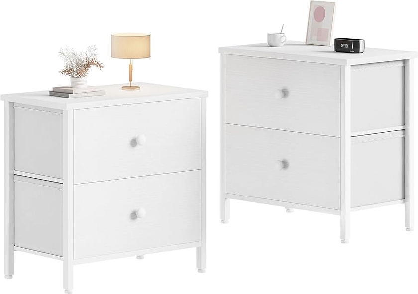 Amazon.com: BOLUO White Nightstands Set of 2, 2 Drawer Dresser for Bedroom Night Stand Small Dresser End Table with Drawers Modern : Home & Kitchen
