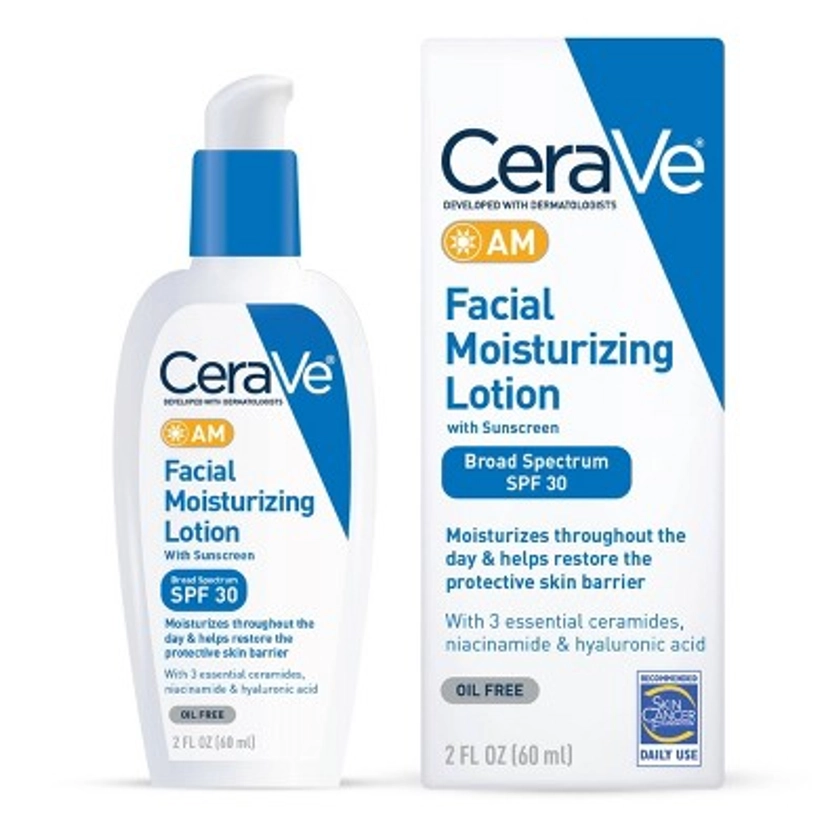 CeraVe Face Moisturizer with Sunscreen, AM Facial Moisturizing Lotion for Normal to Dry Skin - SPF 30
