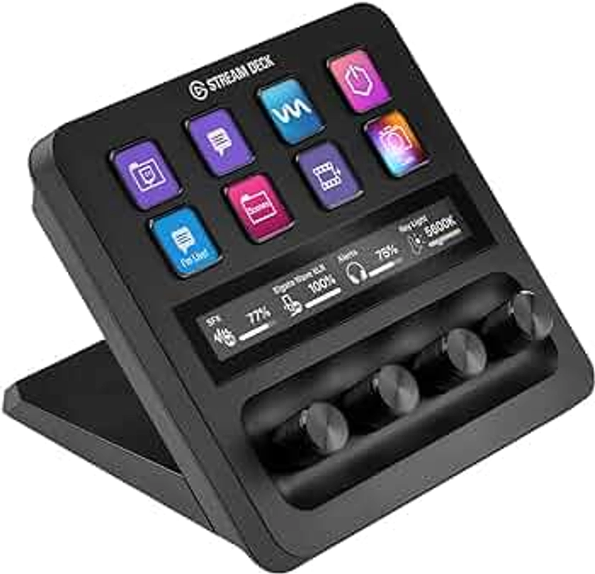 Elgato Stream Deck +, mezclador de audio, controlador de directo y estudio para creación de contenido, streaming, juegos, con banda táctil, diales y teclas LCD personalizables, funciona con Mac y PC