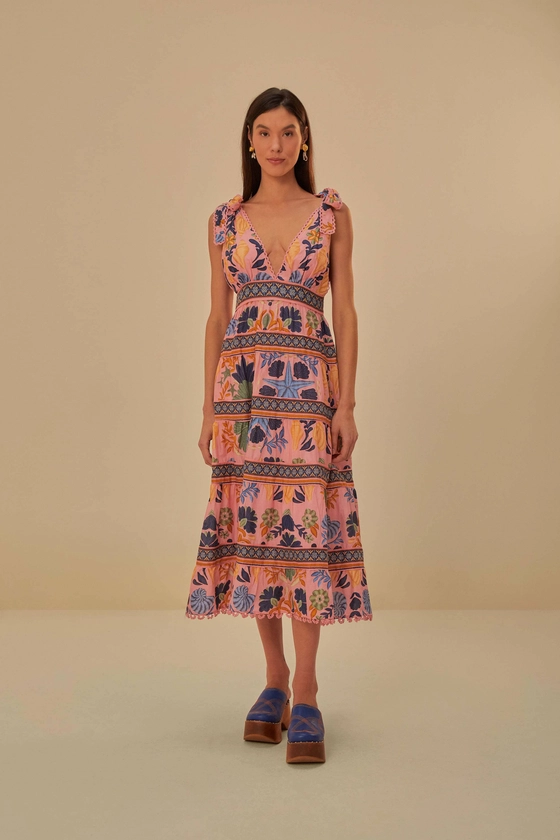 Pink Seashell Tapestry Midi Dress