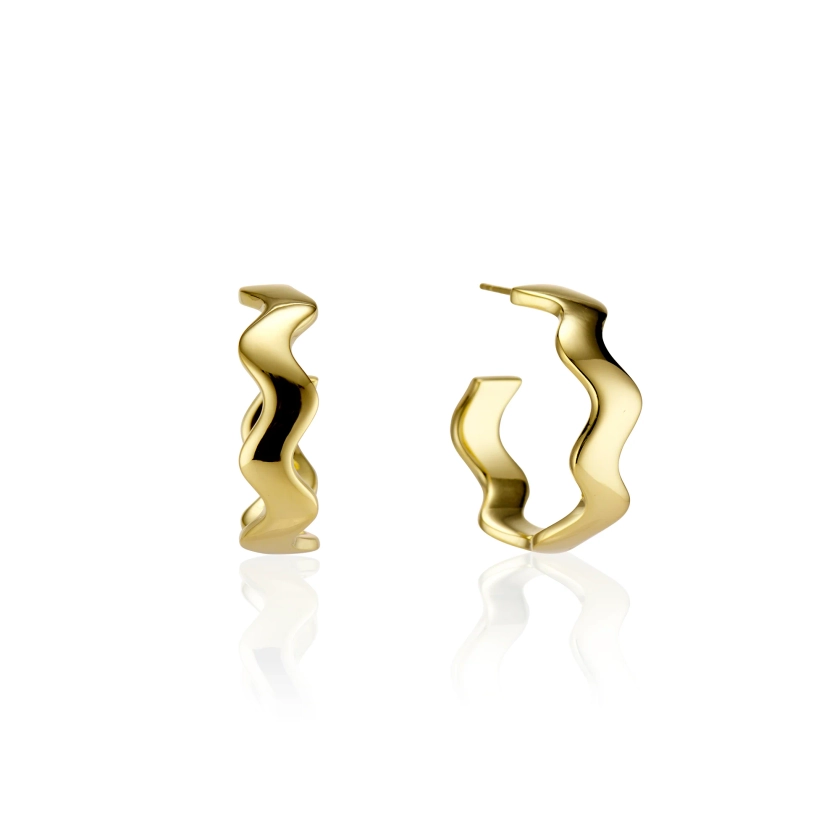 Large Wavy Hoops Gold