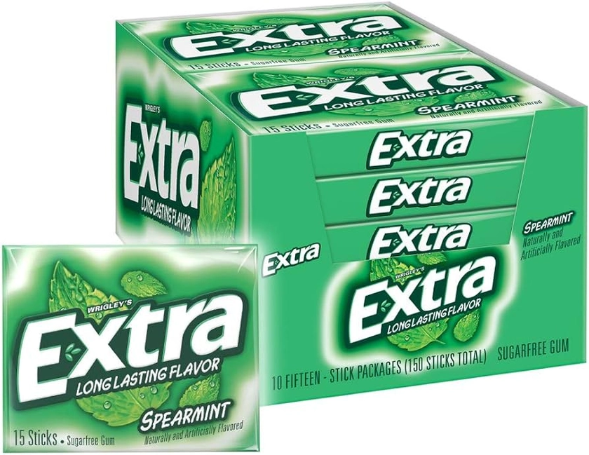Amazon.com : EXTRA Spearmint Sugarfree Chewing Gum, 15 Pieces (Pack of 10) : Chewing Gum : Grocery & Gourmet Food