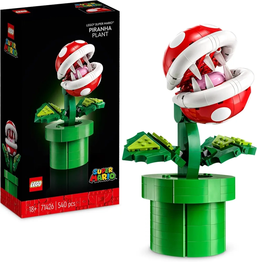 Lego Super Mario Plante Piranha, Figurine à Collectionner Articulée avec Tuyau et 2 Pièces de Monnaie, Maquette Adulte pour Décoration d'Intérieur - Idée Cadeau pour Hommes et Femmes 71426