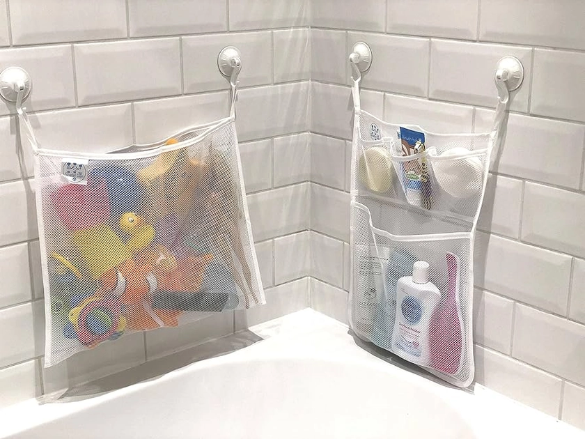 Scarlet Gem Bath Tidy Storage – Premium Toy Tidy Organiser Net Mesh Bags with Multiple Pockets and Strong Suction Cups : Amazon.co.uk: Home & Kitchen