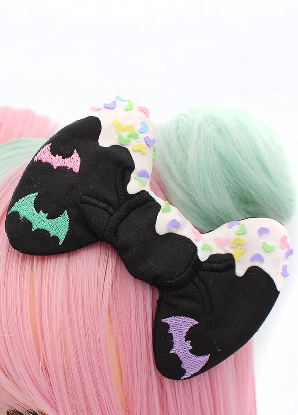 Pastel Goth Bat Hair Bow