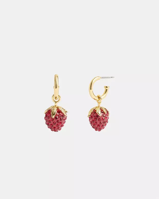 Strawberry Charm Huggie Earrings