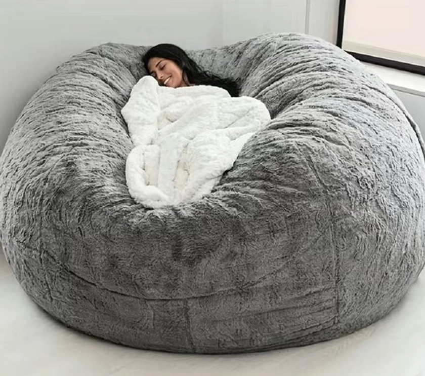 Zitzakhoes XXL - 150 x 75 cm - Bean Bag - Zonder vulling - Lichtgrijs - Wasbaar -... | bol