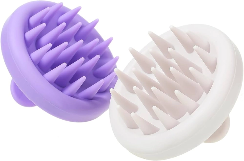 Amazon.com: Silicone Scalp Massager Shampoo Brush，Soft Bristles for Gentle Hair Cleansing and Exfoliation，Dandruff Removal and Scalp Care，Wet and Dry Scalp Brush for Hair Growth (Light Purple & Light Grey) : Beauty & Personal Care