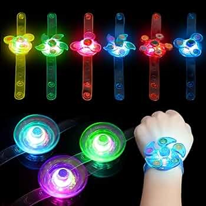 12 Pack LED Light up Bracelet Fidget Toys, Glow in The Dark Party Favors for Kids' Birthdays, Halloween, Christmas