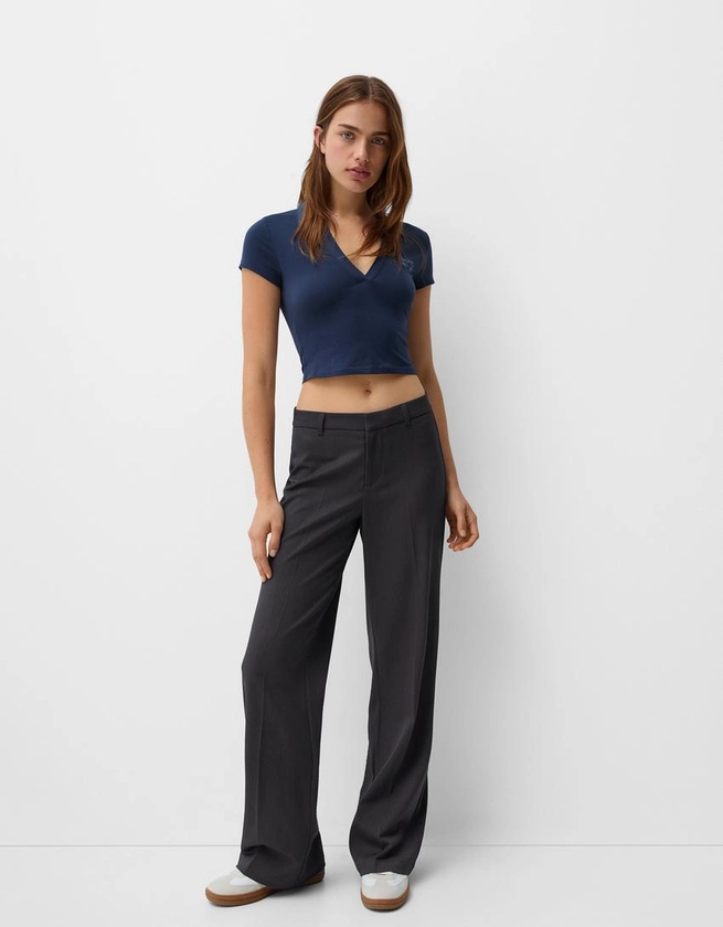 Pantalon jambe large coupe tailleur