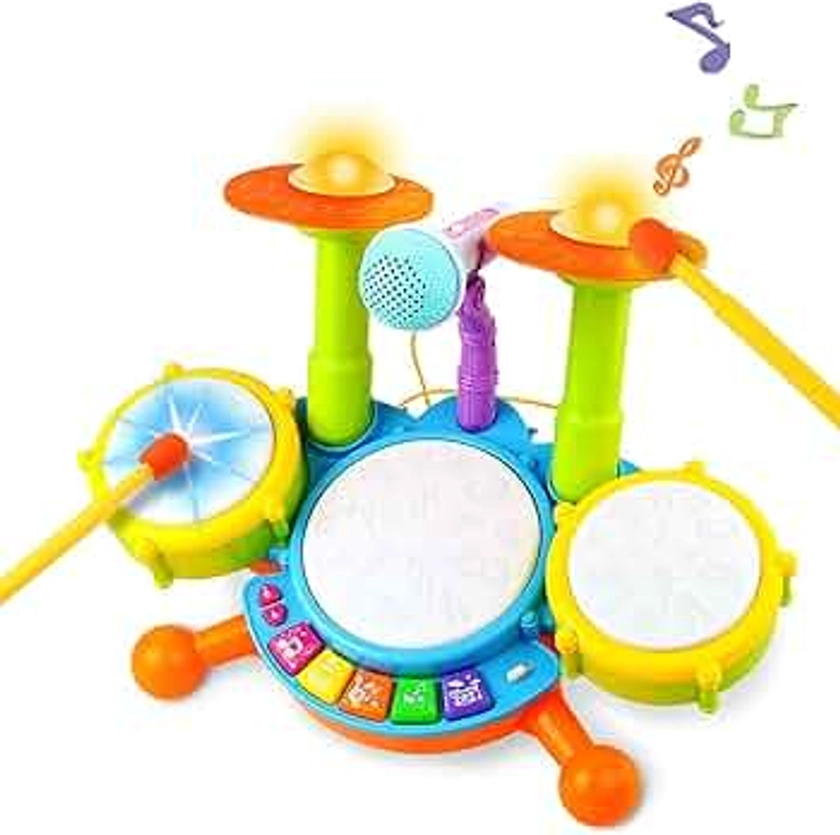 Kids Drum Kit - Toy for 1 Year Old Boys Drum Set Baby Musical Instruments Gifts for Boys Girls Toddlers Nursery Rhymes Electronic for Children Kid Toddler Toys for 1 2 Year Old Boys Girls