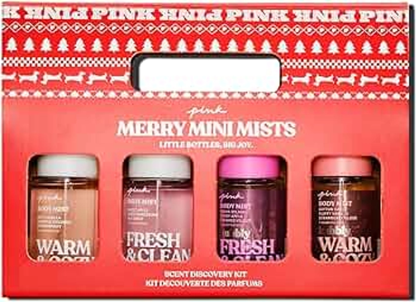 Victoria's Secret PINK 4 Piece Mini Mist Gift Set: Warm & Cozy, Fresh & Clean, Warm & Cozy Glow and Fresh & Clean Glow