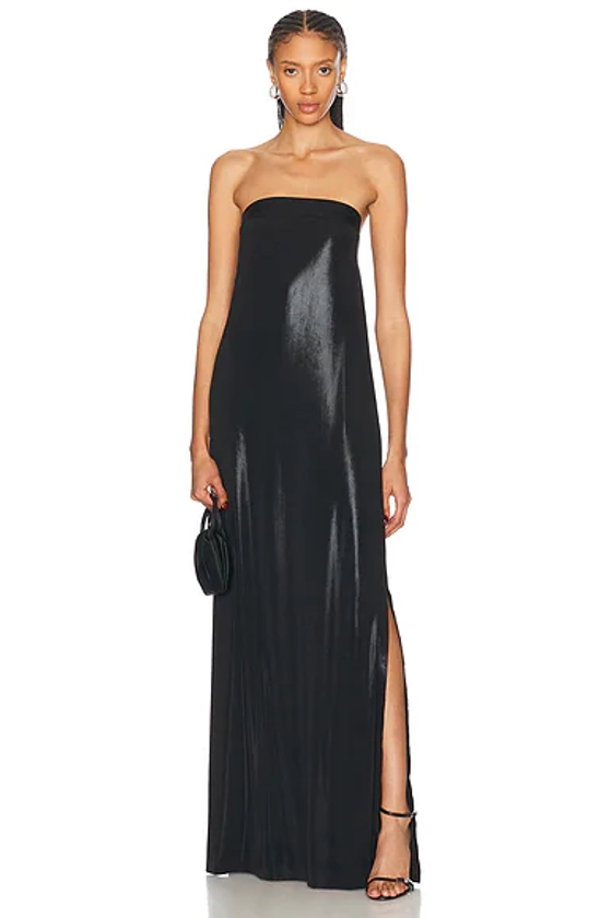 Strapless Tailored Side Slit Gown