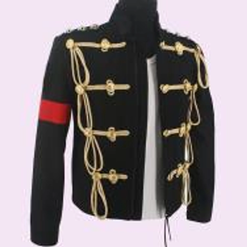 Buy Royal Michael Jackson England Military Black / Gold Braid Wool Coat - Hussar Jackets