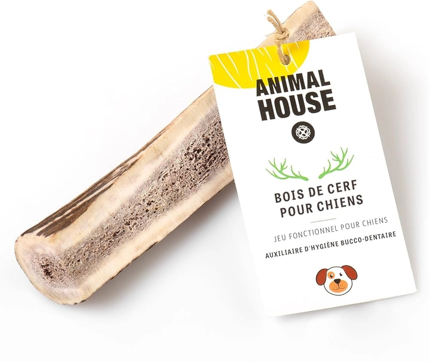 Animal House - Bois de cerf sectionnés de qualité supérieure pour Chiens - 100% naturels et résistants - Améliore l'hygiène bucco-Dentaire - Convient à Toutes Les Tailles (S)