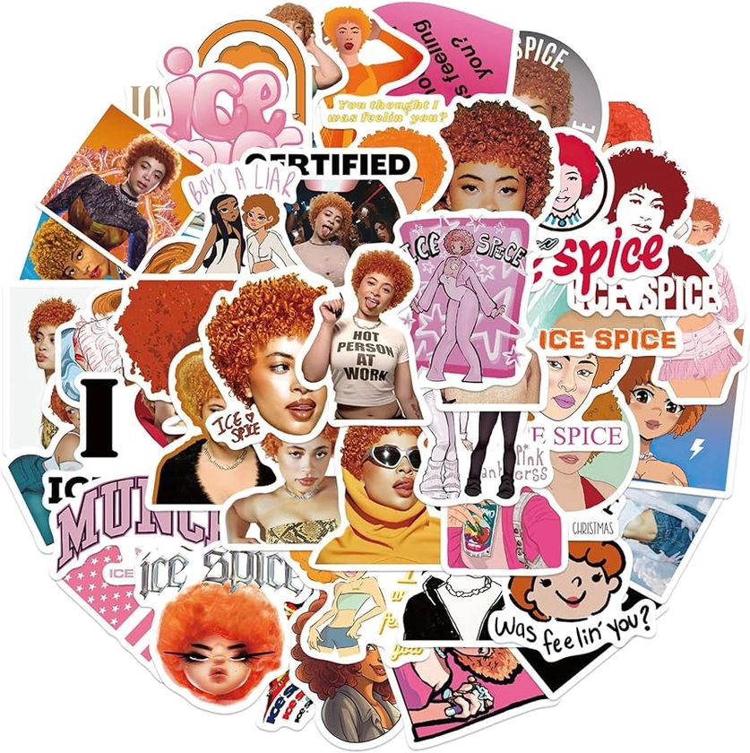 Amazon.com: 50Pcs Rapper Ice Spice Stickers, Cool Music Singer Stickers for Teen, Waterproof Vinyl Decal for Girl Adut Water Bottle, Laptop, Skateboard : Toys & Games