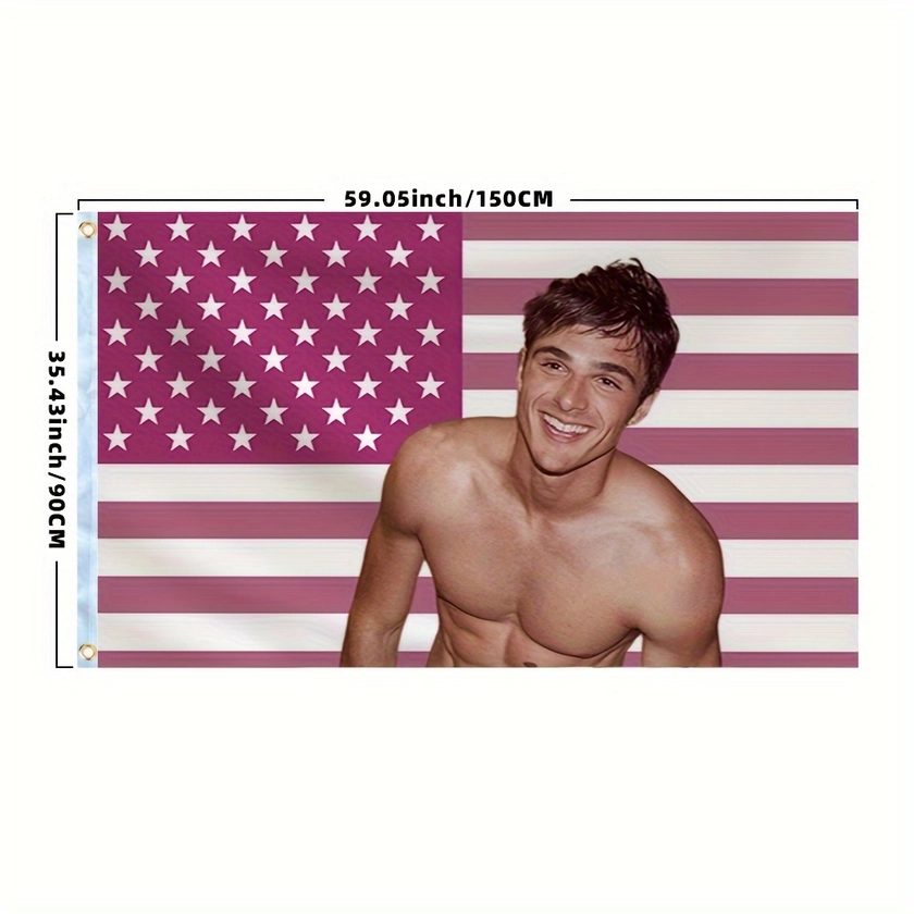 1pc * American Flag Banner, 91.44x152.4 Cm Funny * Wall Hanging Poster, Fabric, Home & Dorm Room Decor, Indoor & Outdoor Use, Patriotic Decorative Art For Living Spaces