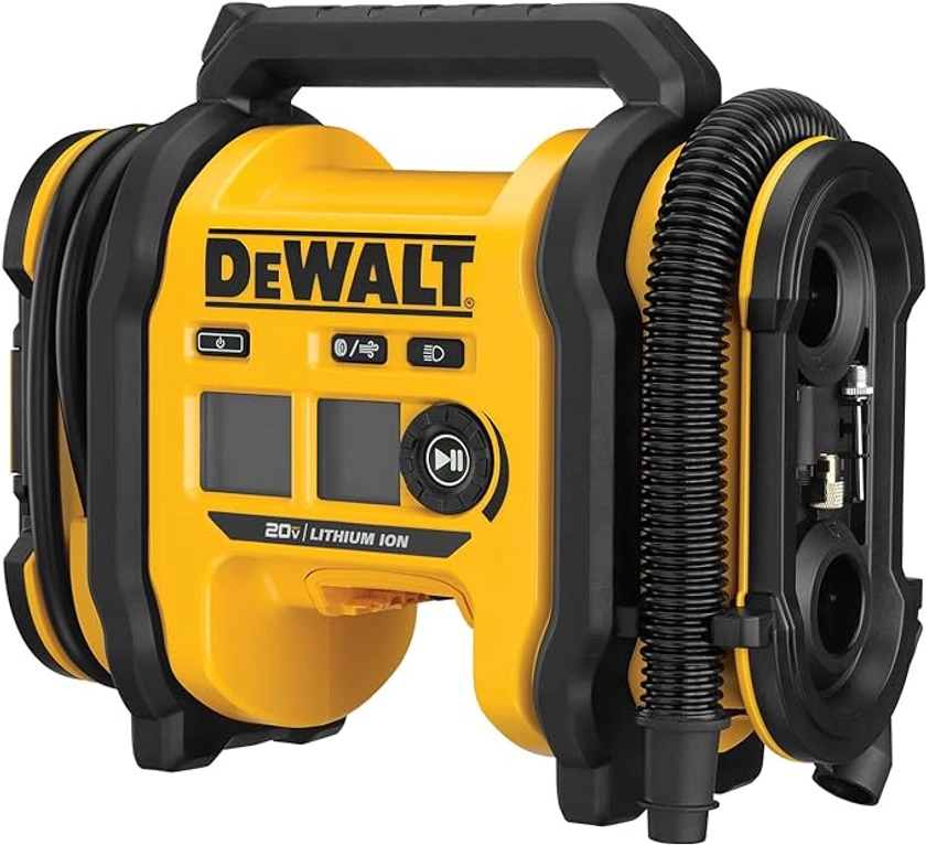 DEWALT 20V MAX Tire Inflator, Compact and Portable, Automatic Shut Off, LED Light, Bare Tool Only (DCC020IB)