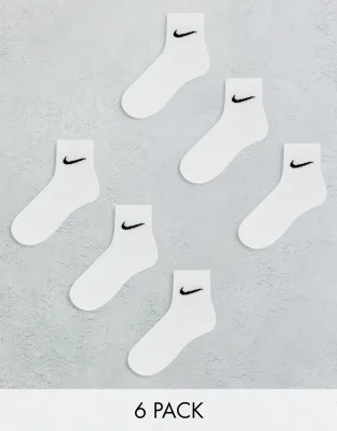 Nike Training Everyday Cushioned 6 pack ankle socks in white | ASOS