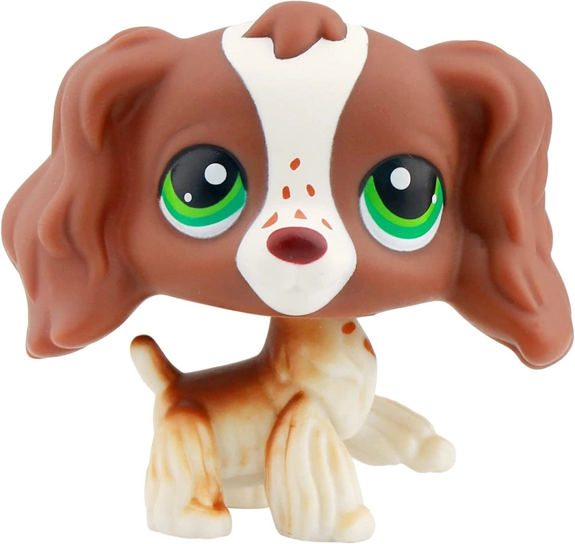 Pet Shop LPS Old LPS Cocker Spaniel 156 Brown White Green Eyes and Brown Spot