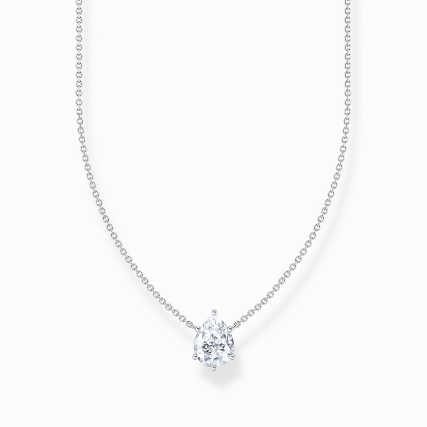 Chaîne avec pendentif goutte blanc, argent | THOMAS SABO