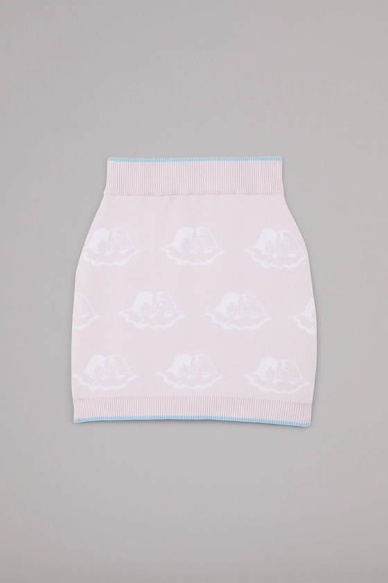 All Over Angels Knit Mini Skirt Pink | Fiorucci | Fiorucci Official Website