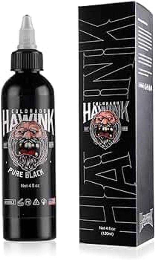 HAWINK Black Tattoo Ink 4oz(120ml) Vegan-Friendly USA Standard Pigment Tattoo Supplies Super Black TI203-120-002