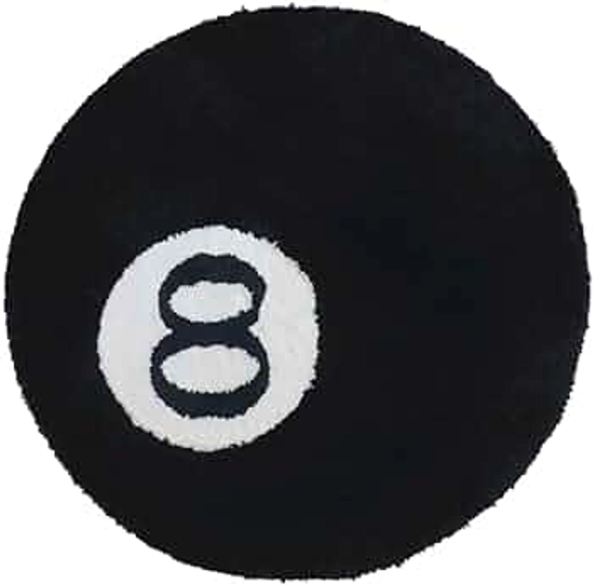 8 Ball Rug Billboard Pool Eight Ball Carpet Hypebeast Rug Cool Round Area Rugs for Bedroom Bathroom Living Room Aesthetic Non-Slip Fluffy Black Rug Alt Room Decor (24in)