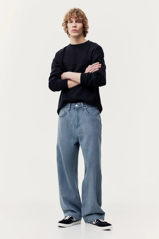 Baggy Jeans - Taille régulière - Longue - Bleu denim - HOMME | H&M FR