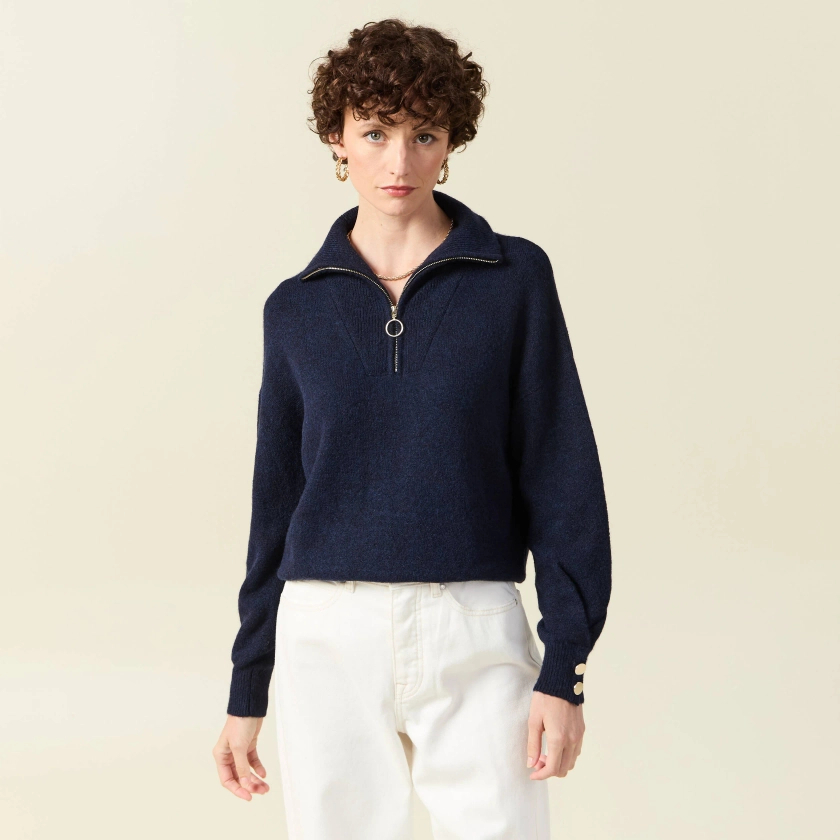 Pull éco-responsable bleu marine femme