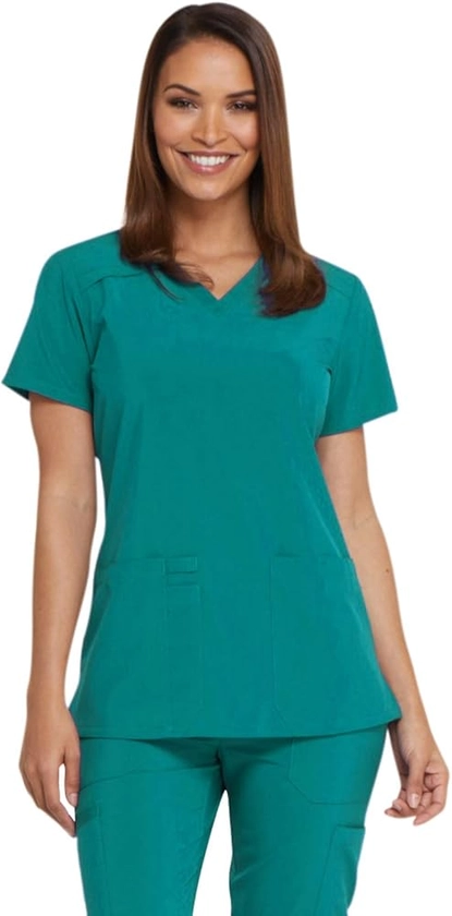 Dickies EDS Essentials Scrubs, V-Neck Womens Tops with Four-Way Stretch and Moisture Wicking DK615