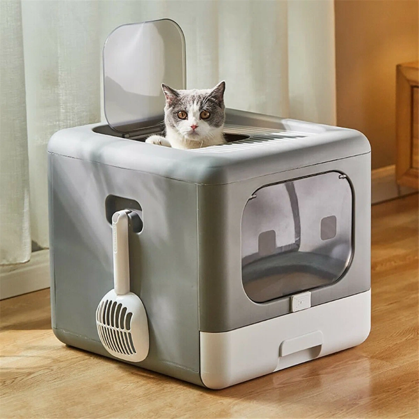 Extra Large Hooded Cat Litter Box With Top Entrance