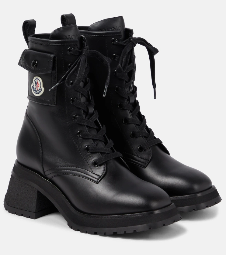 Gigi leather ankle boots in black - Moncler | Mytheresa