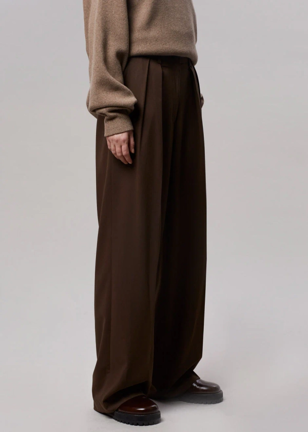Tansy Pleated Trousers - Chocolate