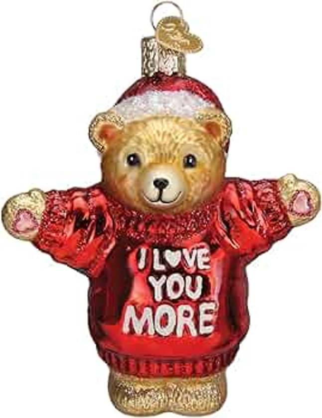 Old World Christmas I Love You More Bear Glass Blown Ornament for Christmas Tree