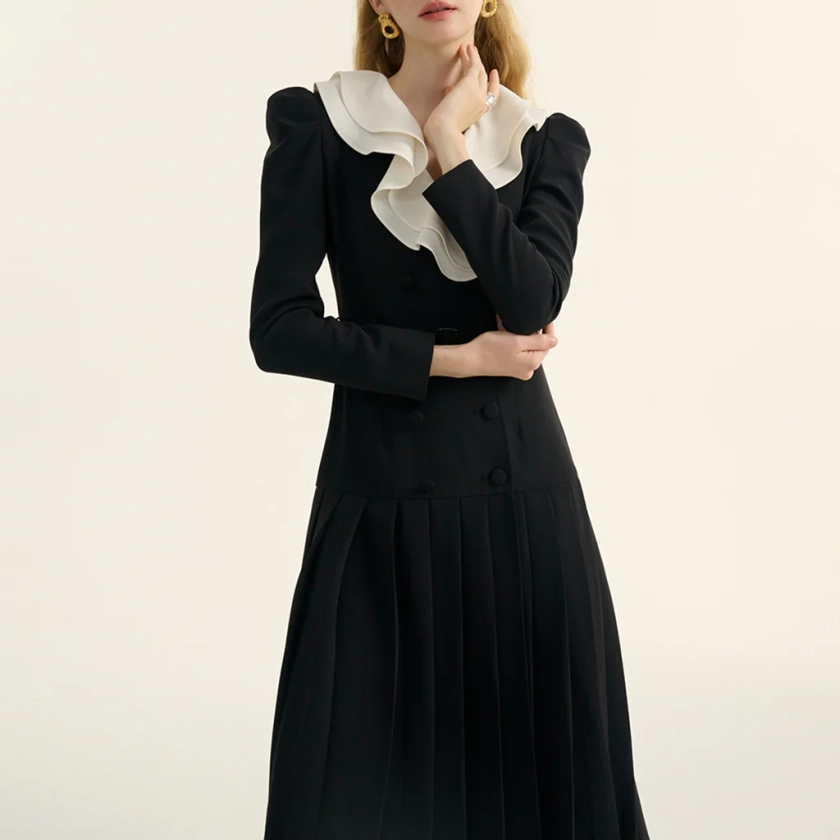 Belted pleats long dress - SINCETHEN | 60% - Asian Fashion Online Store