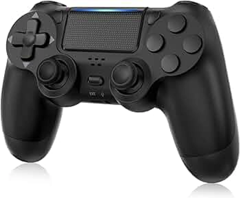 MOOGOLE PS4 Controller Wireless, with Vibration Feedback/Motion Sensing/Touchpad/Light Bar/Speaker/3.5mm Headphone Jack/Share, Compatible with PlayStation 4 (Black)