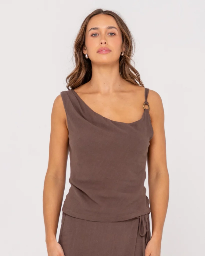 Milos Asymmetric Cowl Neck Top