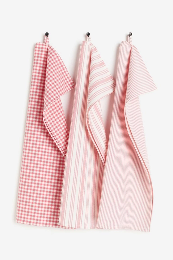 3-pack cotton tea towels - Pink/Patterned - Home All | H&M IE