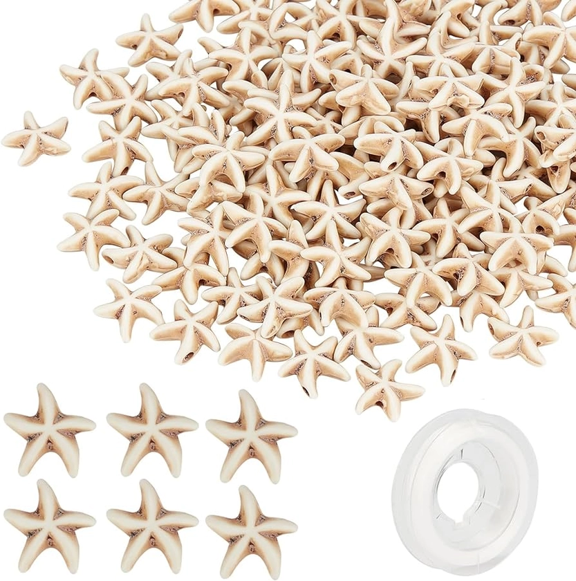 Amazon.com: SUNNYCLUE 1 Box 144~160Pcs Starfish Turquoise Beads Ocean Starfish Charms Carved Spacer Beads with 11 Yard Elastic Thread for DIY Jewerly Making Necklace Bracelet Earrings, Antique White : Arts, Crafts & Sewing
