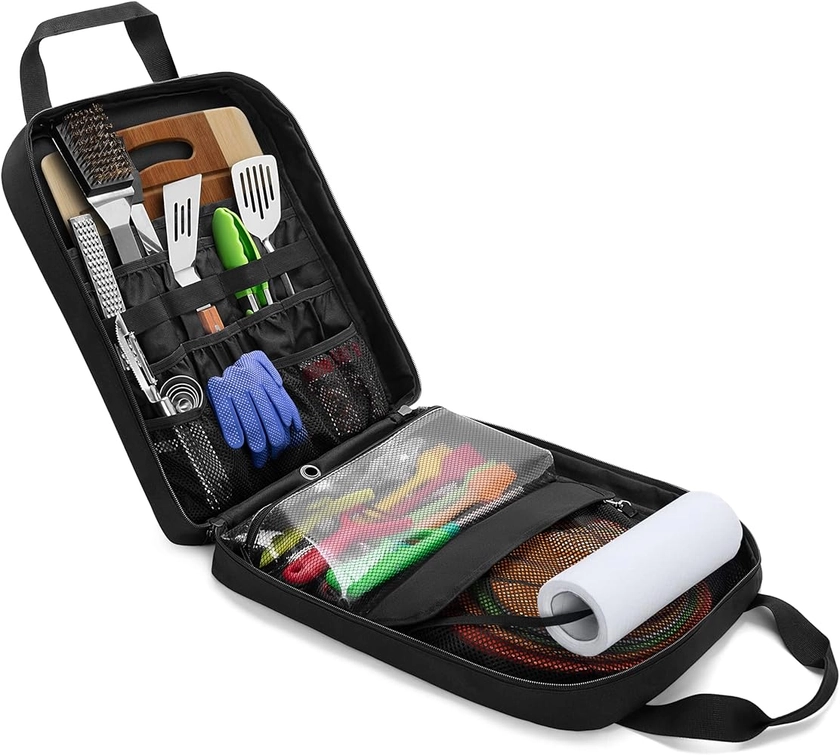 HODRANT Travel Camp Utensil Organizer Bag, with Hanging Straps & Towel Paper Holder, Camp Kitchen Case for Cooking Utensil Set, Kitchen Accessories Storage Bag for Outdoor Camping & Hiking, Bag Only : Amazon.co.uk: Sports & Outdoors