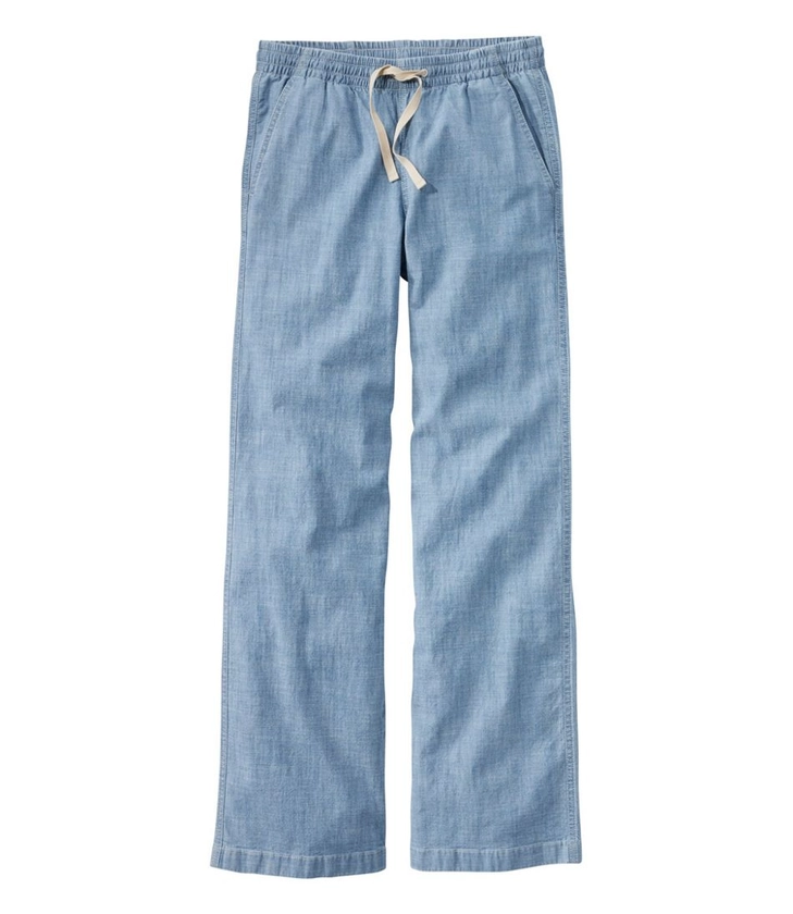 Women's Lakewashed Pull-On Chinos, Mid-Rise Wide-Leg Chambray | Pants at L.L.Bean
