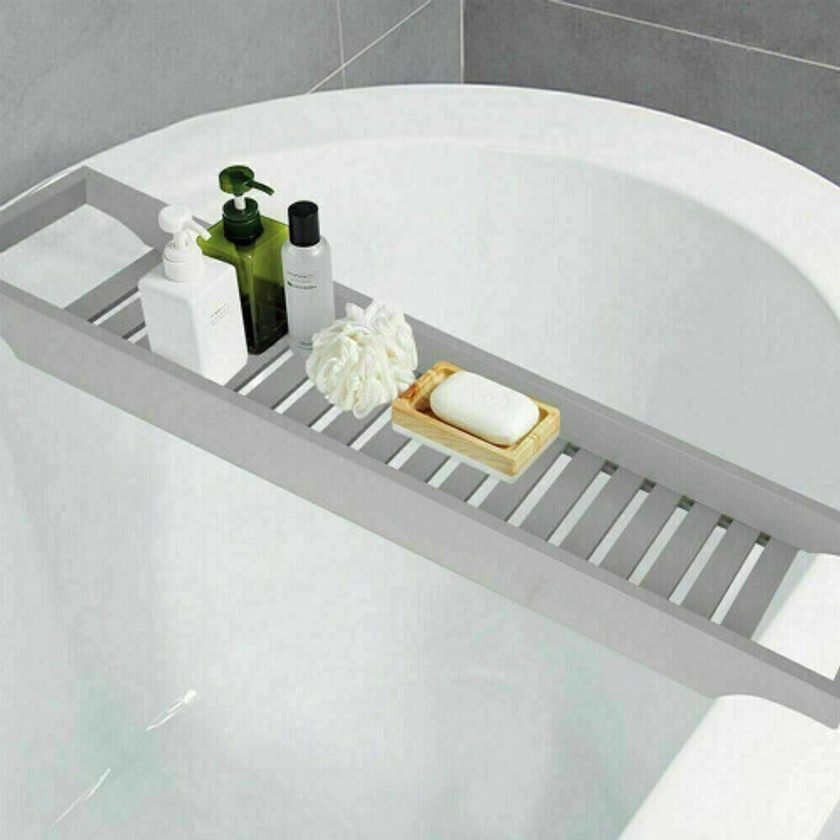 Grey Bamboo Wood Bathroom Tidy Caddy Tray on OnBuy