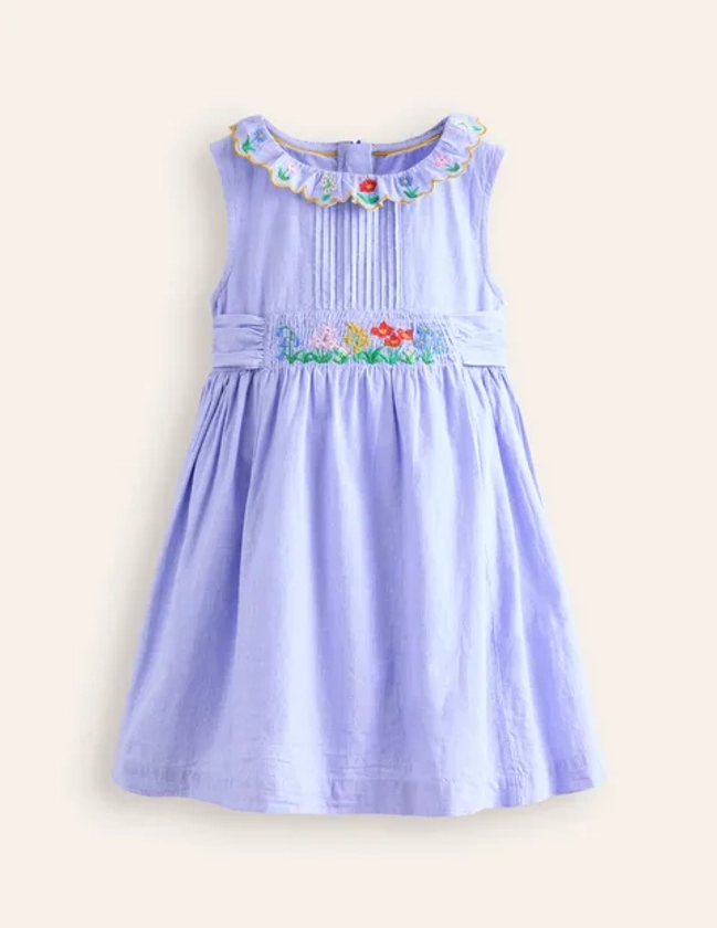 Embroidered pintuck dress - End on End Embroidery | Boden US